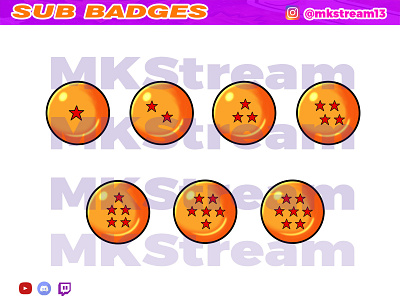 Twitch sub badges dragon ball pack animated emotes anime balls cute design dragon emotes goku hype illustration luffy sub badge vegeta