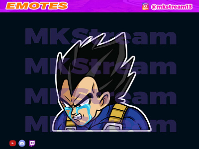 Twitch emotes vegeta cry animated emotes anime cry cute design emotes goku hype illustration luffy sub badge vegeta