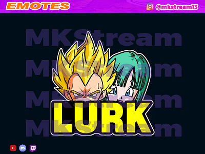 Twitch emotes super vegeta & bulma lurk animated emotes anime bulma cute design emotes goku illustration lurk sub badge vegeta