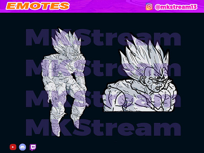 Twitch emotes super majin vegeta stone animated emotes anime design emotes goku illustration majin vegeta stone sub badge vegeta