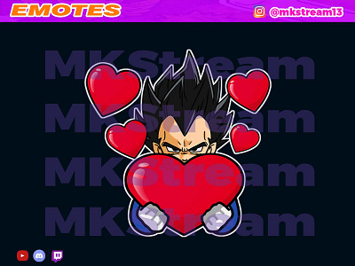 Twitch emotes vegeta love animated emotes anime cute design emotes goku hype illustration love sub badge vegeta