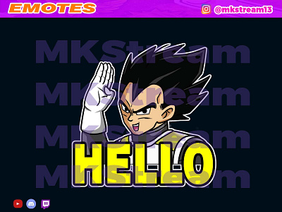 Twitch emotes vegeta hello hi animated emotes anime cute design emotes goku hello hi hype illustration luffy sub badge vegeta