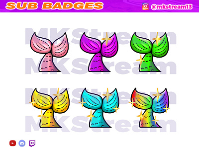 Twitch sub badges fish mermaid pack animated emotes anime cute design emote emotes fin fish gg goku hype illustration mermaid sub badge sub badges twitch sub badges