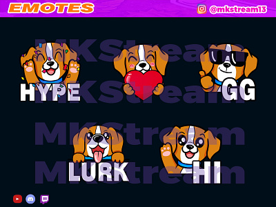 Twitch emotes cute dog beagle pack animated emotes anime beagle cute design dog emote emotes hype illustration puppy sub badge twitch emotes