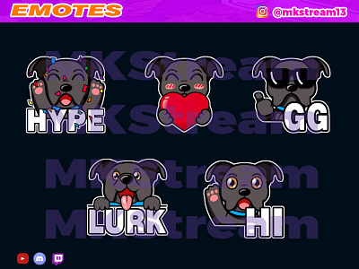 Twitch emotes cute black dog pack animated emotes anime black dog cute design dog emote emotes gg illustration puppy sub badge twitch emotes