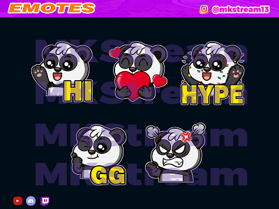 Twitch emotes cute panda bear pack animal animated emotes anime cute design emote emotes gg hype illustration panda panda bear rage sub badge twitch emotes