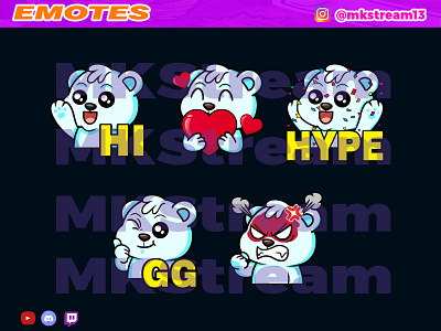 Twitch emotes cute polar bear pack