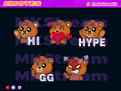 Twitch emotes cute bear pack animal animated emotes anime bear cute design emote emotes gg grizzly hype illustration sub badge twitch emotes