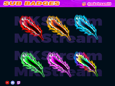 Twitch sub badges phoenix bird feather pack