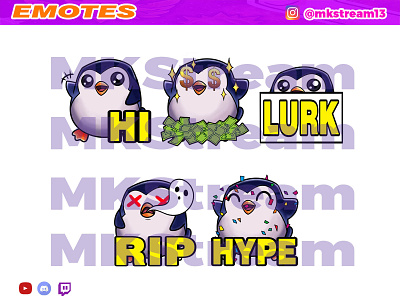 Twitch emotes cute penguin pack animated emotes anime bird cute design emote emotes gg hype illustration penguin sub badge twitch emotes