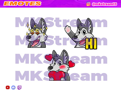 Twitch emotes cute wolf pack animal animated emotes anime cute design emote emotes hype illustration love sub badge twitch emotes wolf