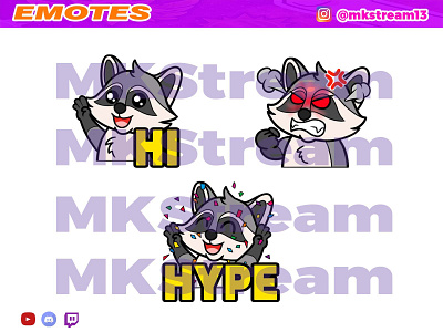 Twitch emotes cute raccoon pack animal animated emotes anime cute design emotes hype illustration raccoon sub badge sub badges twitch sub badges