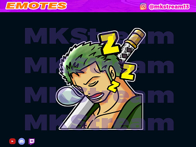 Twitch emotes roronoa zoro sleep animated emotes anime cute design emotes goku hype illustration luffy sleep sub badge vegeta zoro