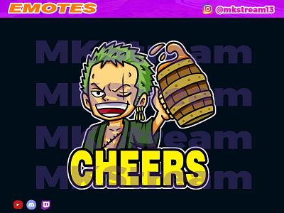 Twitch emotes chibi roronoa zoro cheers beer