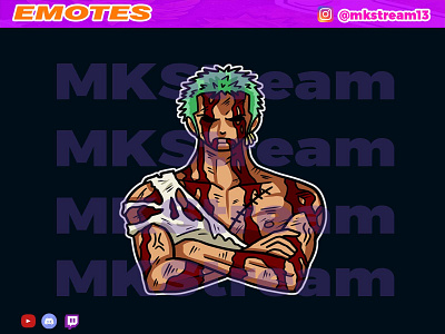 Twitch emotes roronoa zoro sacrifice animated emotes anime cute design emotes goku hype illustration luffy sacrifice sub badge vegeta zoro