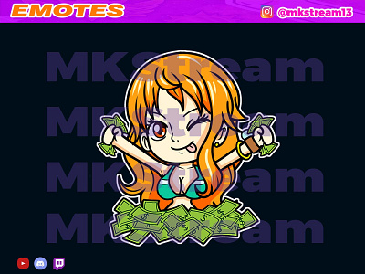 Twitch emotes cute nami rich money animated emotes anime cute design emotes gg goku hype illustration luffy money nami sub badge vegeta