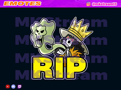 Twitch emotes brook soul king rip animated emotes anime brook cute design emotes goku hype illustration luffy rip skull sub badge vegeta