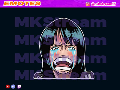 Twitch emotes nico robin cry animated emotes anime cry cute design emotes gg goku hype illustration luffy nico robin sub badge vegeta