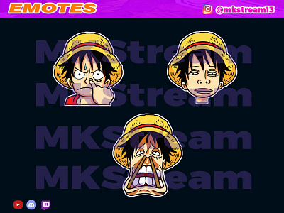 Twitch emotes luffy silly funny face pack animated emotes anime cute design emotes funny gg goku hype illustration luffy silly sub badge vegeta