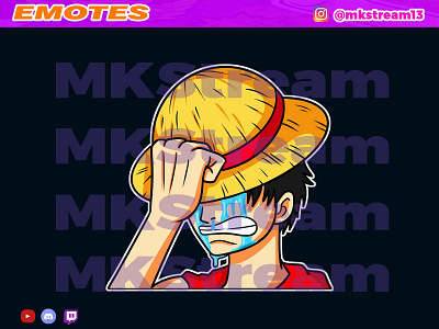 Twitch emotes luffy cry sad animated emotes anime cry cute design emotes gg goku hype illustration love luffy sad sub badge vegeta