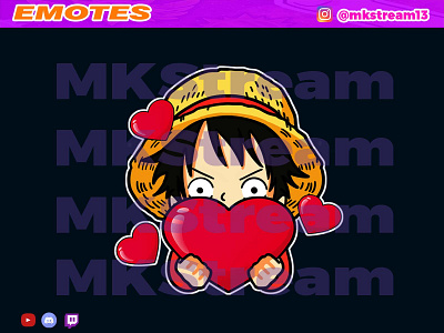 Twitch emotes chibi luffy love animated emotes anime chibi cute design emotes gg goku hype illustration love luffy sub badge vegeta