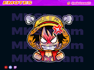 Twitch emotes chibi luffy mad rage animated emotes anime chibi cute design emotes goku hype illustration luffy rage sub badge vegeta