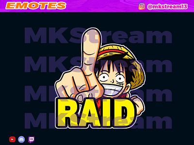 Twitch emotes luffy raid animated emotes anime cute design emotes gg goku hype illustration love luffy raid sub badge vegeta