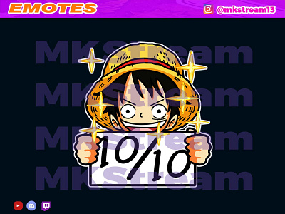Twitch emotes chibi luffy perfect score 10/10 1010 animated emotes anime chibi cute design emotes goku hype illustration luffy perfect sub badge vegeta
