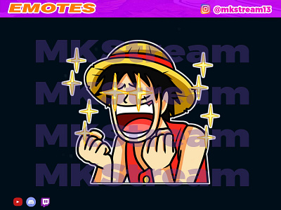 Twitch emotes luffy excited animated emotes anime cool cute design emotes excited gg goku hype illustration luffy sub badge vegeta