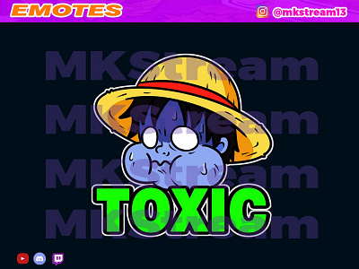 Twitch emotes luffy toxic animated emotes anime cute design emotes gg goku hype illustration love luffy sub badge toxic vegeta