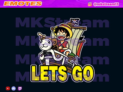 Twitch emotes luffy going merry lets go animated emotes anime cute design emotes going merry goku hype illustration lets go luffy sub badge vegeta