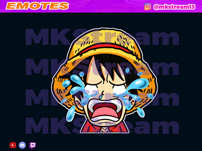 Twitch emotes chibi luffy cry animated emotes anime chibi cry cute design emotes gg goku hype illustration luffy sub badge vegeta