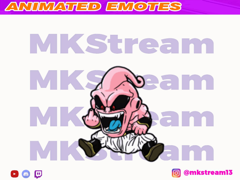 Twitch animated dragon ball kid majin buu mocking teasing animated emotes anime bhu boo buu design dragon ball dragonball emotes goku illustration luffy majin buu sub badge twitch twitch emotes vegeta