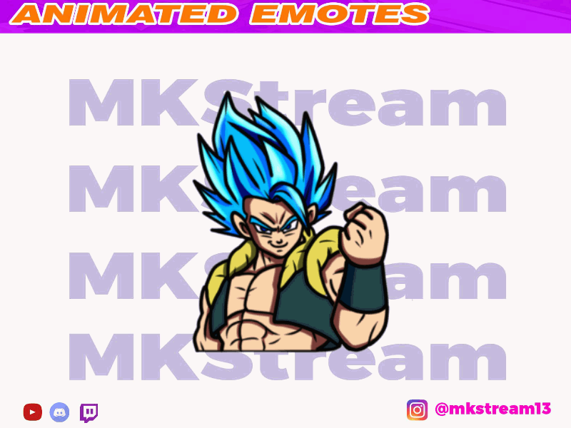 Twitch animated emotes dragon ball gogeta blue hype animated emotes design dragon ball emotes gogeta goku hype illustration luffy sub badge vegetto