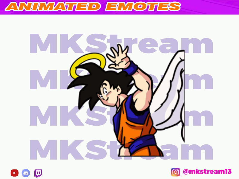 Twitch animated emotes dragon ball halo goku bye animated emotes anime bye design emotes gg goku illustration sub badge vegeta