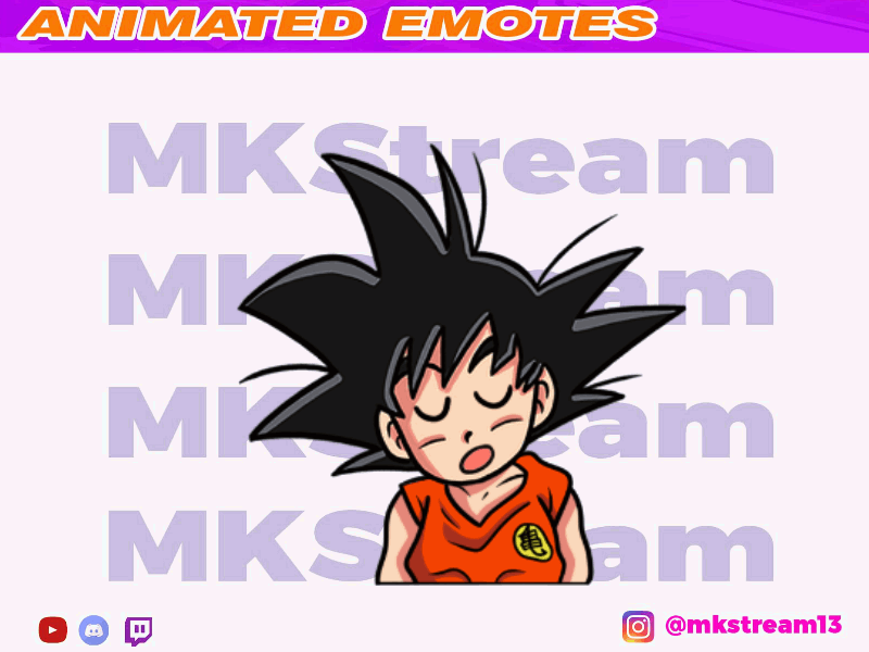 Twitch animated dragon ball kid goku sleep animated emotes animation anime design emotes goku illustration kid gok sleep sub badge