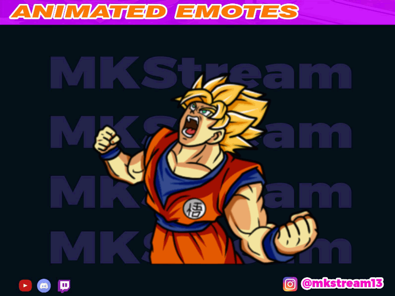 Twitch animated dragon ball son goku super saiyan rage angry animated emotes animation anime design dragon ball emotes goku illustration rage sub badge super saiyan twitch vegeta