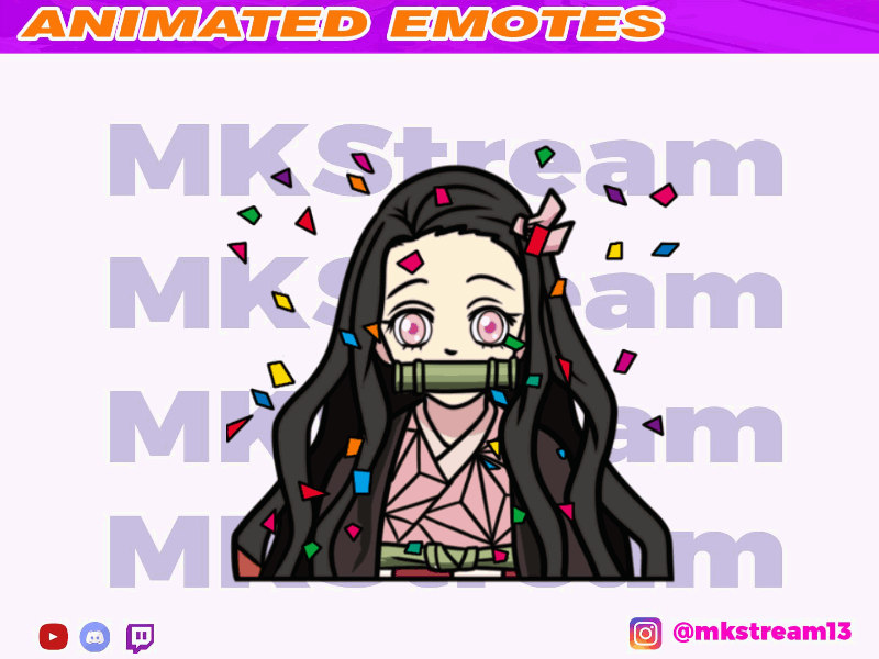 Twitch animated emotes demon slayer cute nezuko hype animated emotes cute demon slayer design emotes illustration nezuko sub badge