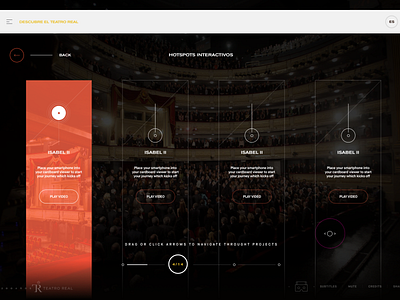 Menu Hotspots Interactive - Teatro Real 360 bars clean experience interactive menu menu bar modern red