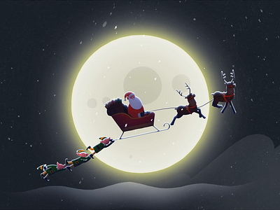 Santa loop 🎄🎅🏻 2d animation character animation christmas elf elves gif illustration loop motion graphics presents reindeer santa sleigh xmas