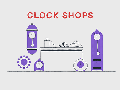 Clock Shops 2d animation character animation clocks illustration motion graphics rhyme rhyming rhyming couplet voxpops wake up