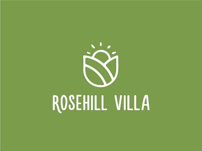 Rosehill Villa logo hill. logo minimal organic rose sun sunshine