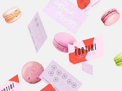Floating Cards bakery cards coffee desserts le murmur loyalty card macaroons patisserie pink red typography
