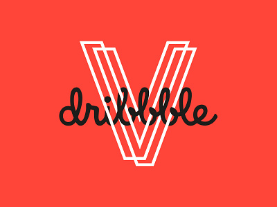 Hello Dribbble ! branding hello identity logo one line personal branding red typography v vector visual identity vv