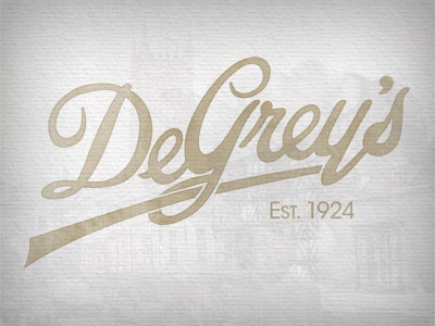 DeGreys Café & Restaurant 1920s bakery black branding cafe gold hand drawn logo design restaurant retro script typography
