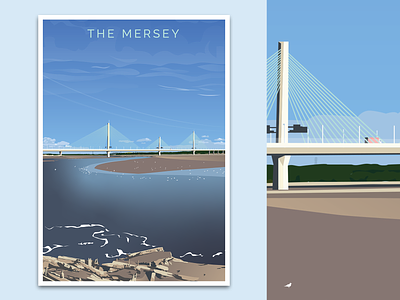 New Mersey Bridge bridge estuary gateway illustration illustration digital liverpool mersey merseyside river runcorn vector