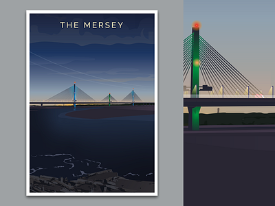 New Mersey Bridge by night bridge illustration illustration digital mersey night vector