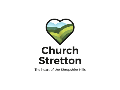 Church Stretton branding green heart hills hillside logo rebrand shropshire sky town typography