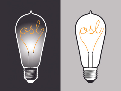 Old School Lighting bulb filament illustration light logo typography