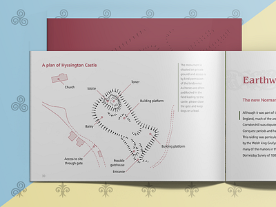 Helping Hillforts and Earthwork Castles Spread book brochure castle history map page layout plan typography